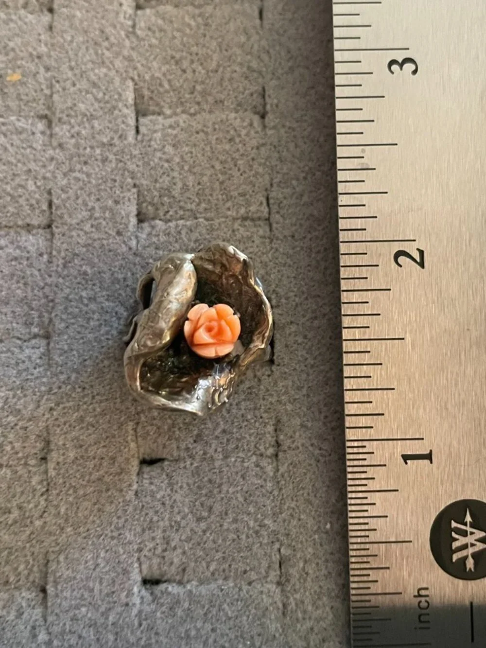 Vintage Sterling Silver Ring Abstract Handmade Statement Rose Free Form Size 6